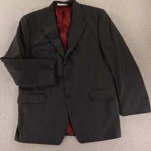VTG Couture Jacket 42R M Gray Pinstripe Multistripe 100% Wool Blazer Sport Coat